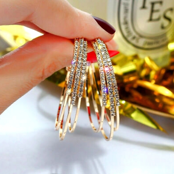 Jewelry - Three Hoop Crystal Earrings
